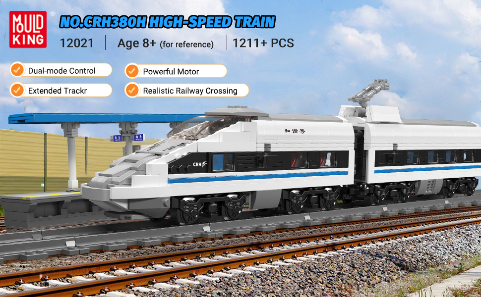 Mould King 12021 Train Building Kits, No.CRH380A Railway