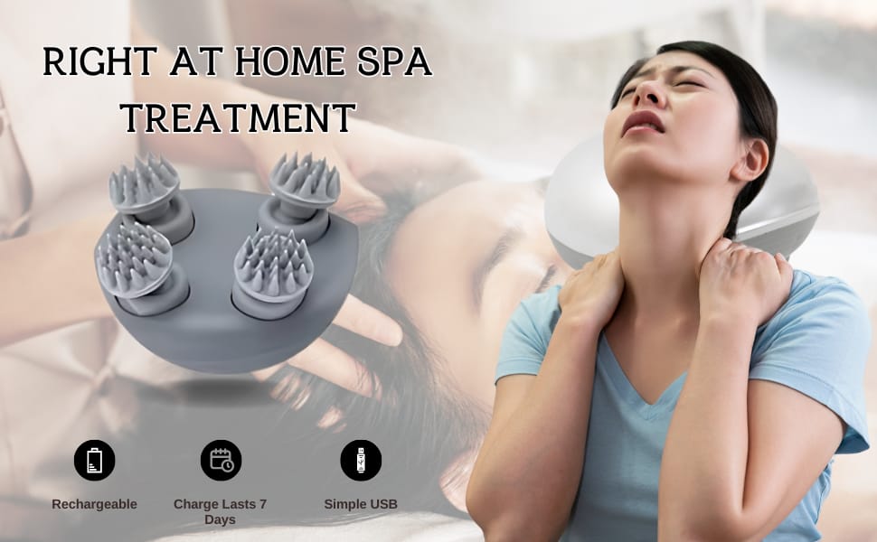 4 rotating massage head with gopinathecom electric scalp massage | Child development, relief from stress, wireless USB rechargeable head massage for relaxation | 3-speed vibration and 15 minutes auto timer Head Massage Vibrating Machine