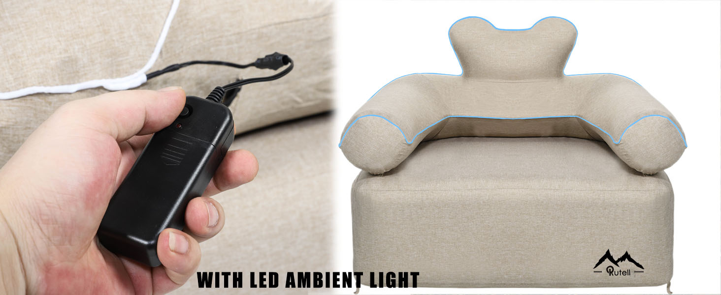 rutell Inflatable Sofa,Blow up Couch Lounger with Builtin