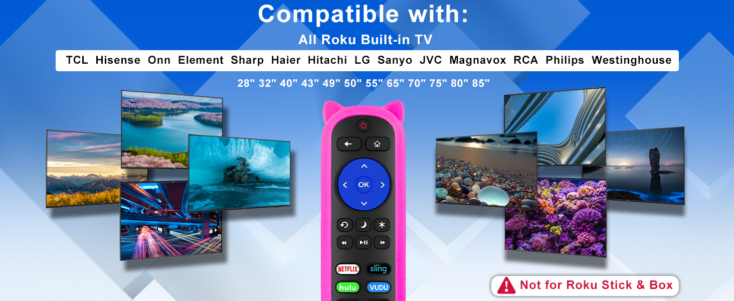 Replacement for Roku TV remote with silicone cover-Pack of 2