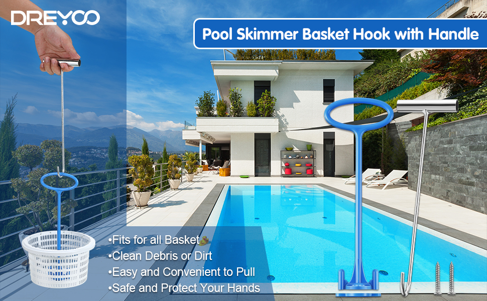 Skimmer Basket Handle, Pool Skimmer Basket Hook, Universal