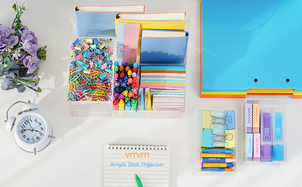 Vitviti Acrylic Desk Organizer, Clear Pencil Organizer for