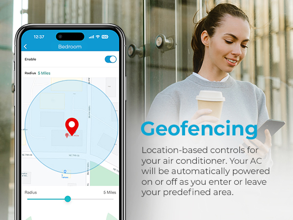 Geofencing for location based controls with Cielo Breez Max mini split thermostat