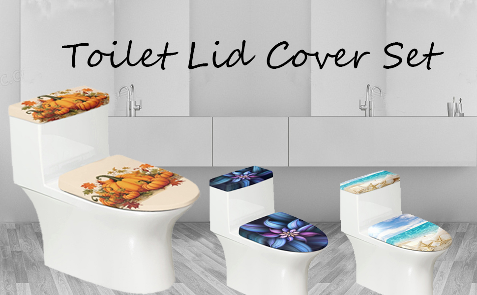 KUIFORTI Brown Wood Print Toilet Lid Cover Set of 2 Pack,3D