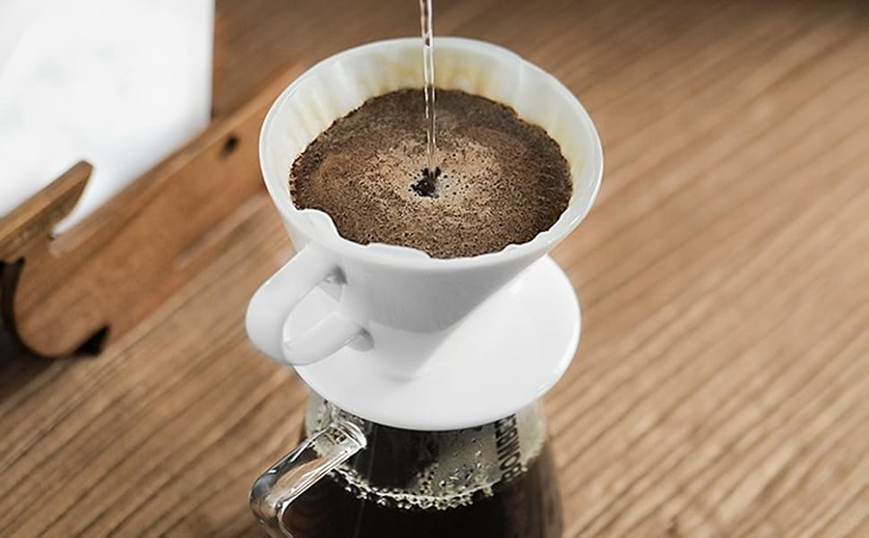 4 White Paper Filters, Coffee Filter 4 Cone Paper Filters