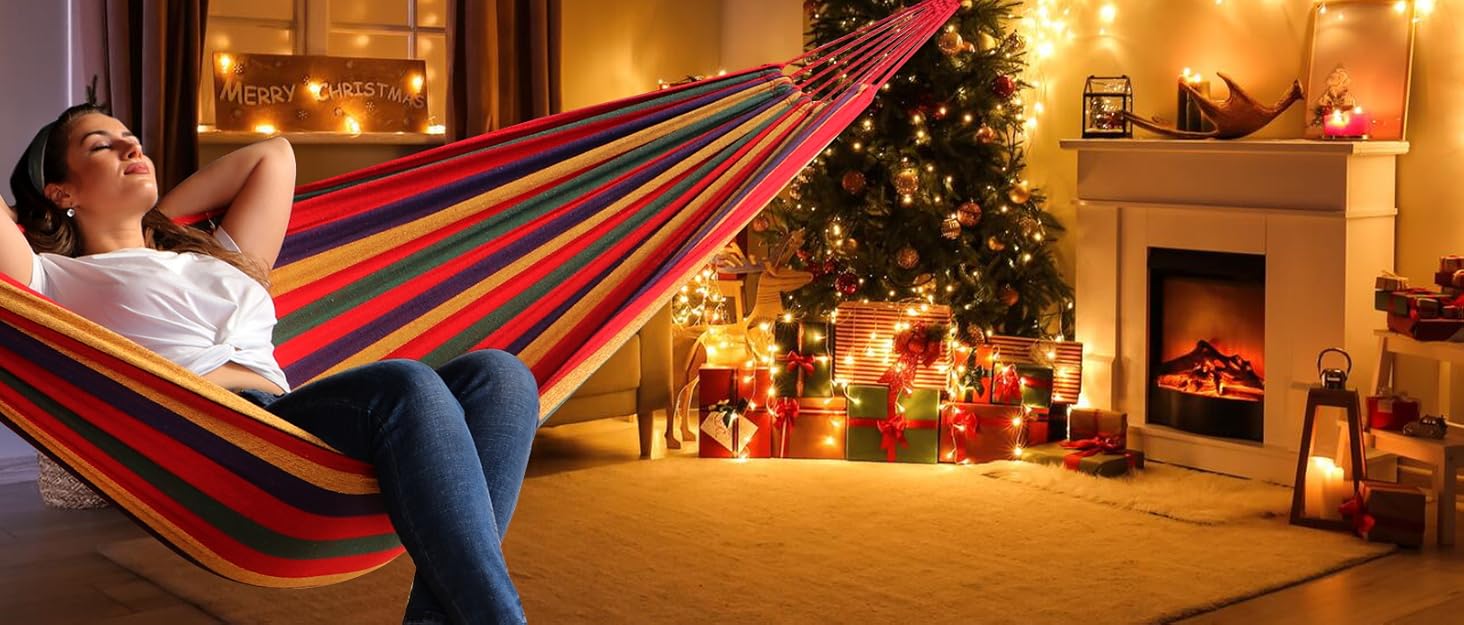 ANYOO Cotton Hammock Portable Camping Hammocks for Hanging Sturdy Garden Comfortable Fabric Hammock with Tree Straps Up to 660lbs with Travel Bag for Camping Outdoor/Indoor Patio Backyard 8 dc805ede 05c2 4516 b316 ce05c1f5edcc. CR0,0,1600,683 PT0 SX1464 V1