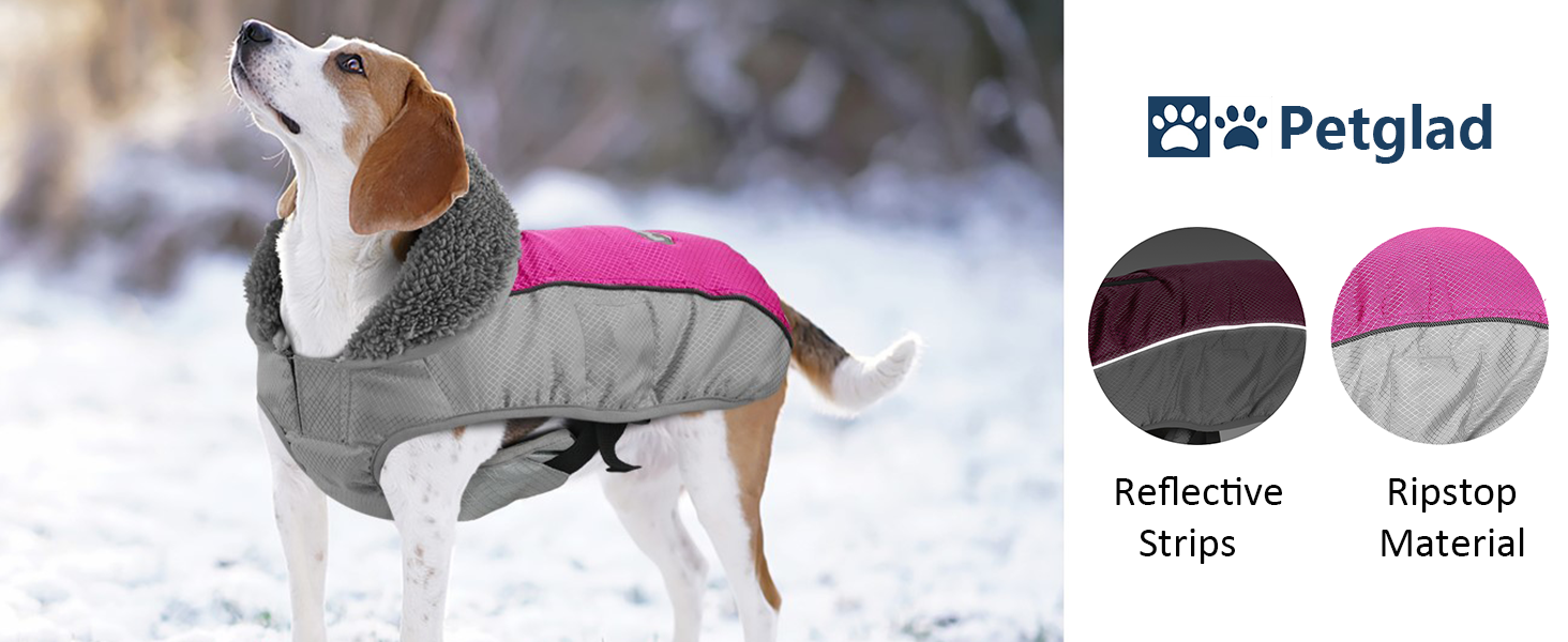Petglad Dog Coat, Ripstop Waterproof Dog Winter Jacket