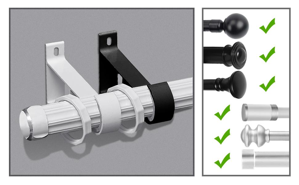 KOLAKO Curtain Rod Bracket, 10 Pack Heavy Duty Curtain Rod Holders, White Curtain