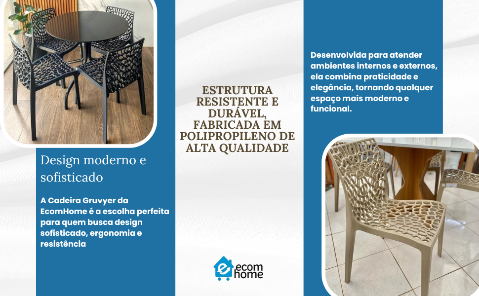 Cadeira gruvyer, cadeira sala de jantar, cadeira Gruvyer, kit com cadeiras Gruvyer