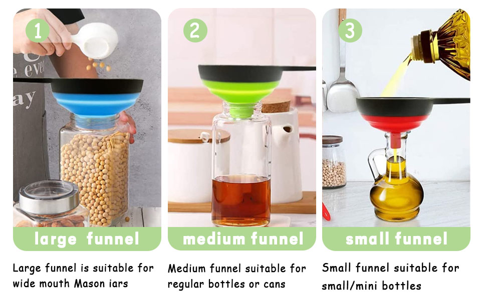 Canned Funnel Used In The Kitchen FoodGrade Silicone Foldable