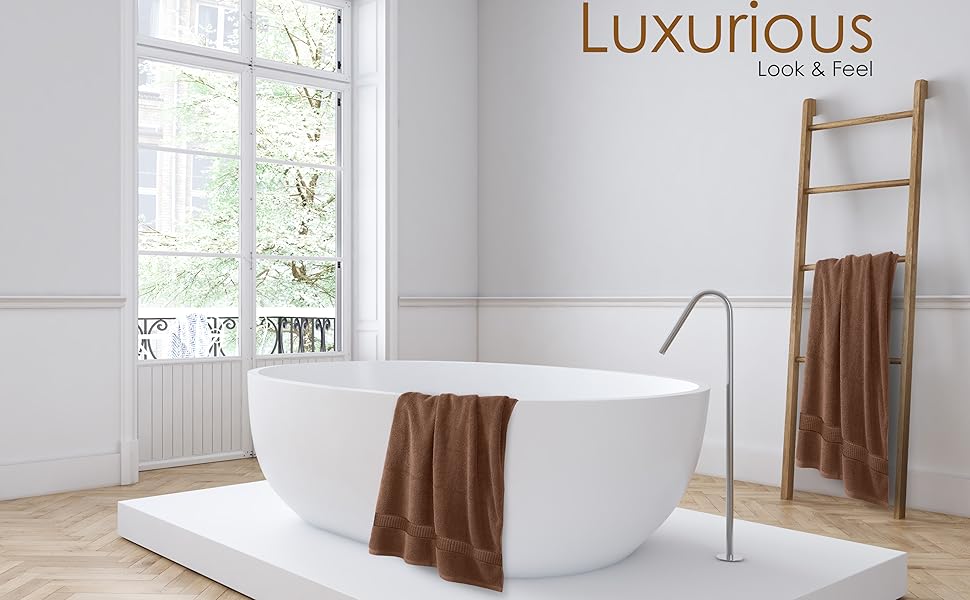 Oakias Premium Quality Brown Bath Sheets 2 Pack 35 x 70 Inches