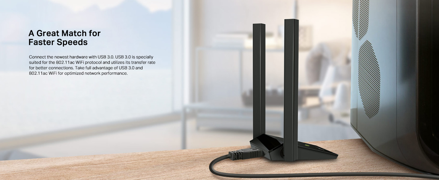 Archer T4U Plus AC1300 Dual Antennas High-Gain Wireless USB Adapter