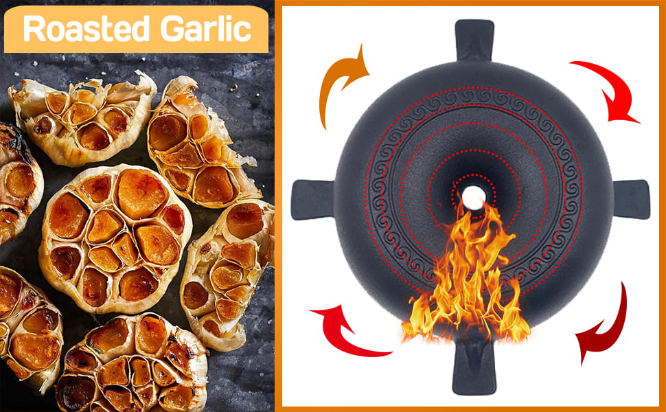 Blavna Large Garlic Baker, Cast Iron Garlic Roaster for