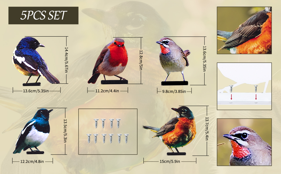 Amazon.com: HUYIENO 5PCS Vivid Metal Birds Fence Decor Color