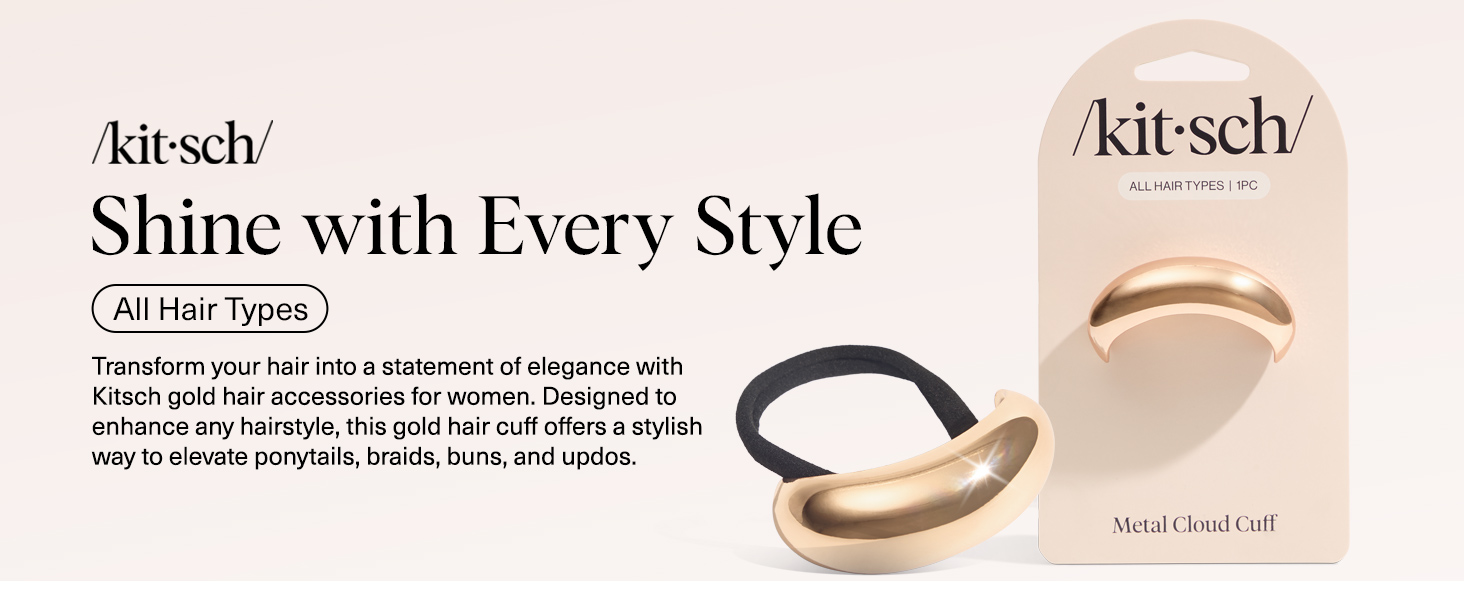 Gold Hair Cuffs – Metal Ponytail Cuff for Women Durable, Elegant Holder for Ponytails Braids & Updos