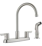 Cinwiny 2 Handle Kitchen Faucets Deck Mounted 3 Hole Kitchen Sink Faucet High Arc 360° Swivel Spo...