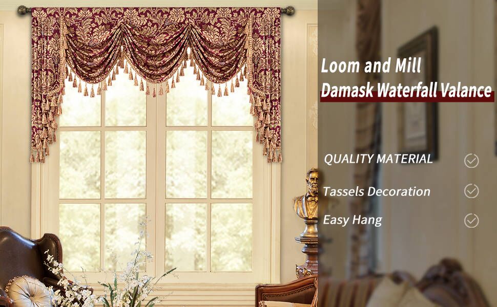 Loom and Mill Luxury Jacquard Waterfall Valance for Living