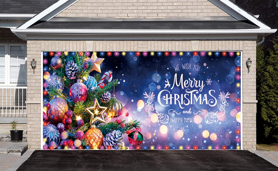 FINGUOLA Christmas Garage Door Decorations with LED light