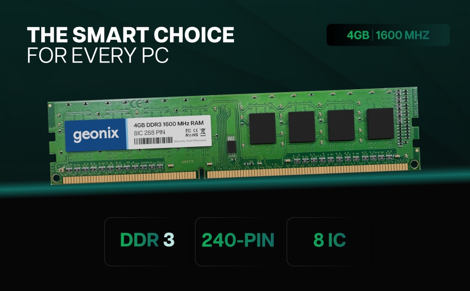 Geonix Desktop Ram 4G DDR3 1600