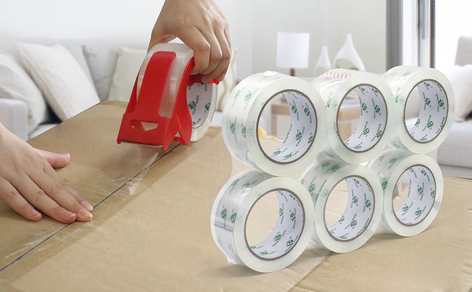 Crystal Clear Packaging Tape, Heavy Duty Carton Sealing Shipping