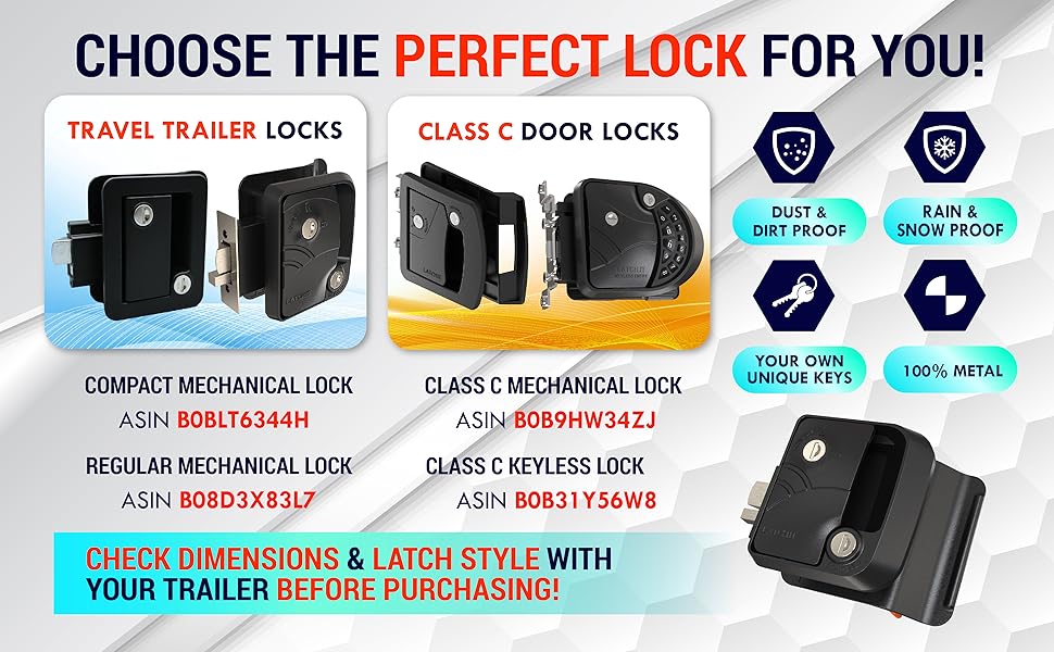 LATCH.IT RV Door Lock Replacement Class C Mechanical RV Lock All