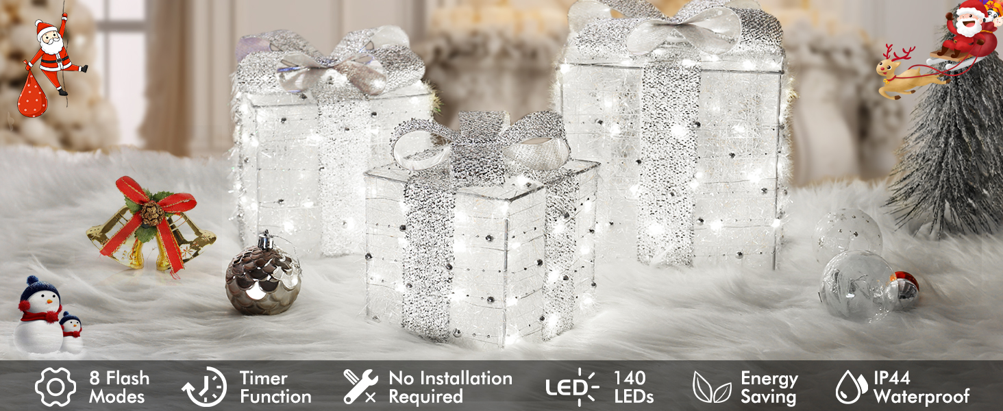 Christmas Lighted Gift Boxes