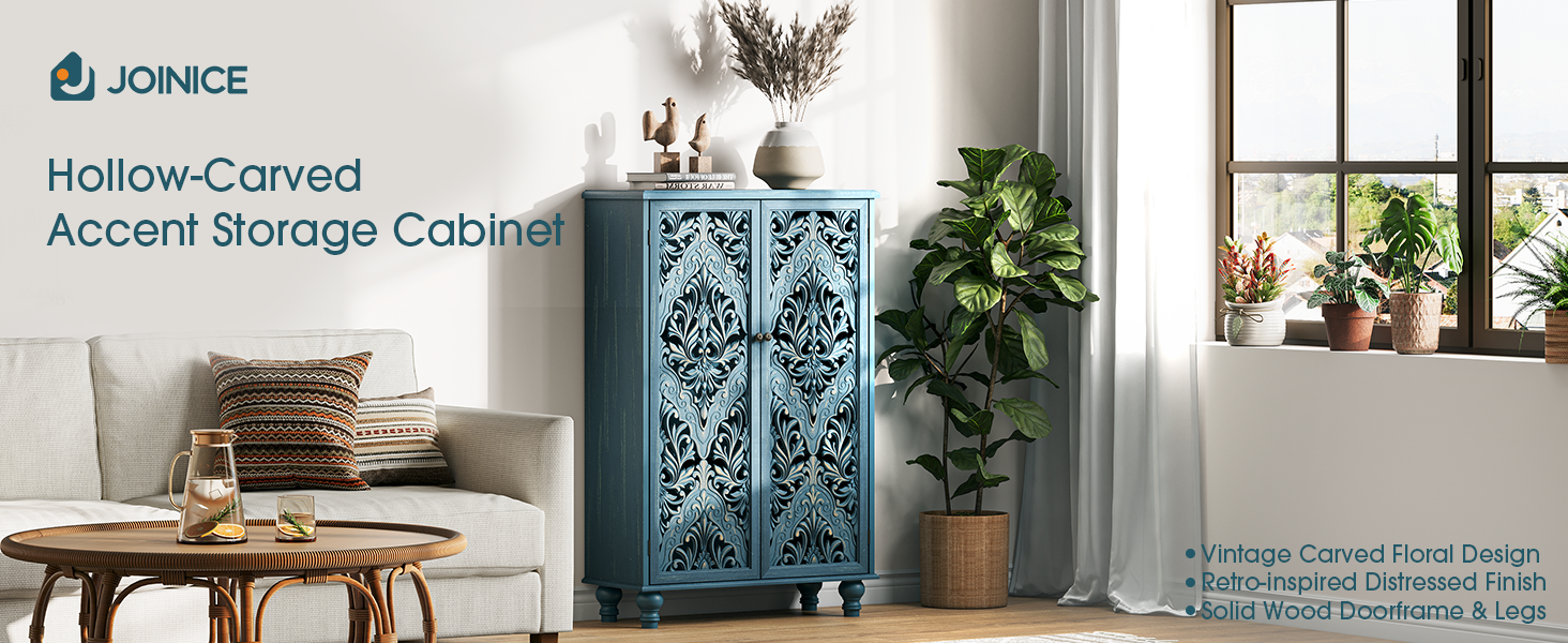 Tall Storage Cabinet,Accent Cabinet with 2 Doors,47