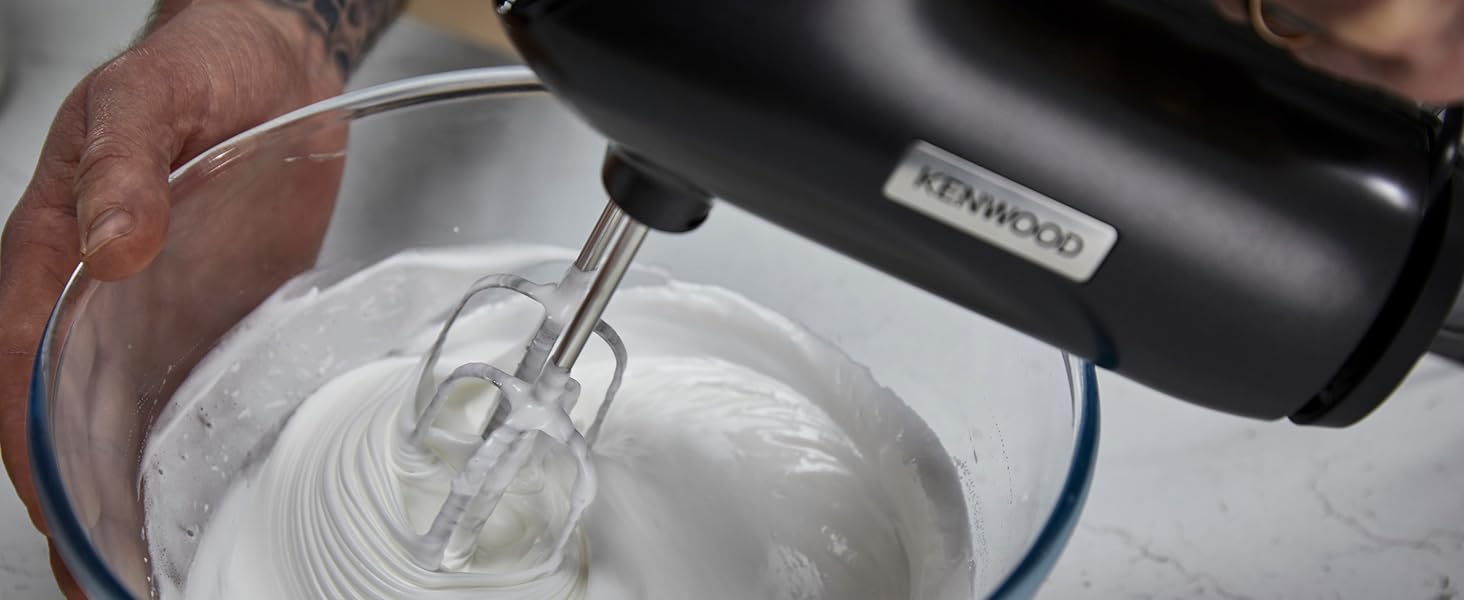 Kenwood QuickMix+ Hand Mixer HMP50.000BK, Includes Stainless Steel Beaters and Dough Hooks