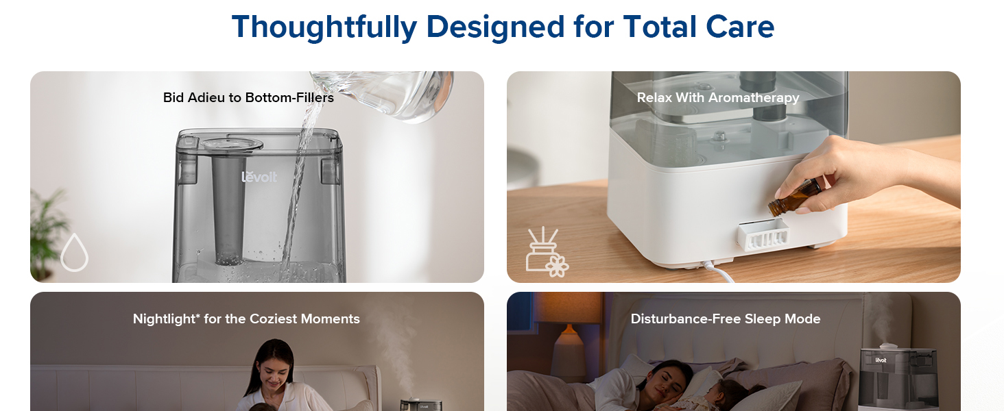 Levoit Humidifier for Bedroom, Cool Mist Humidifiers for Plants, 6L Top