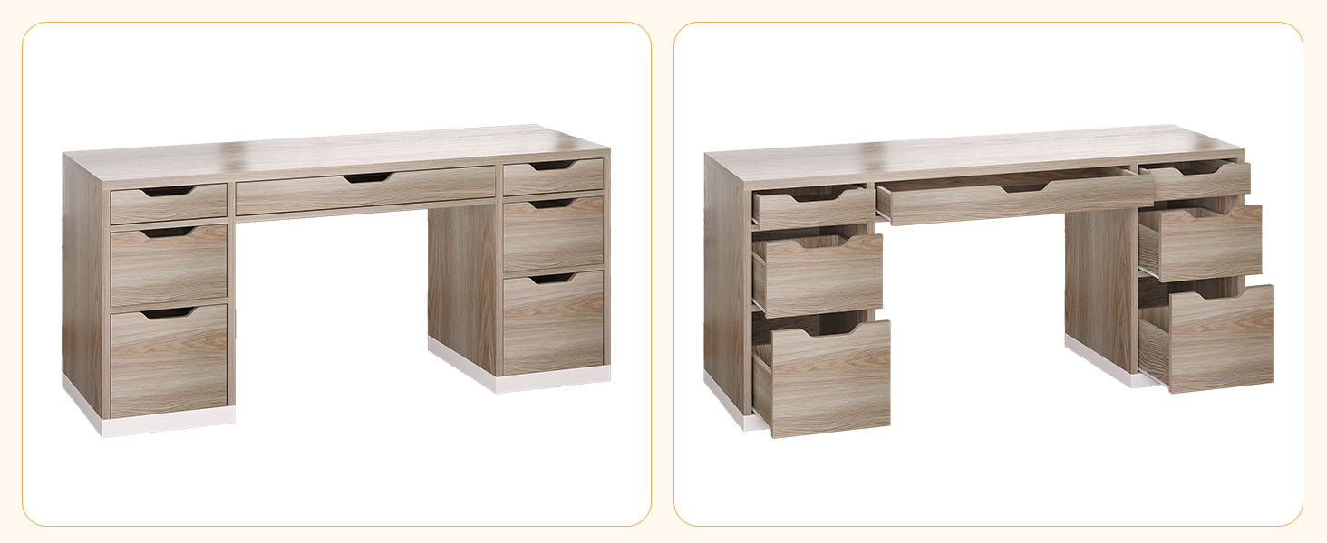 54 Inch Computer Desk with Storage Drawers