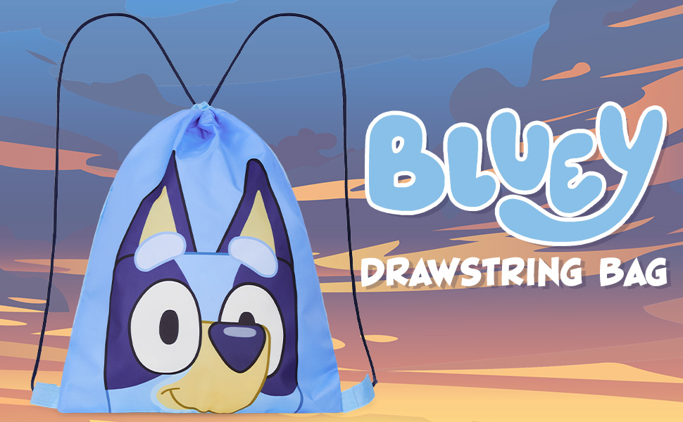 Bluey Drawstring Bags, 11 x 14” Swimming Bag with Airflow