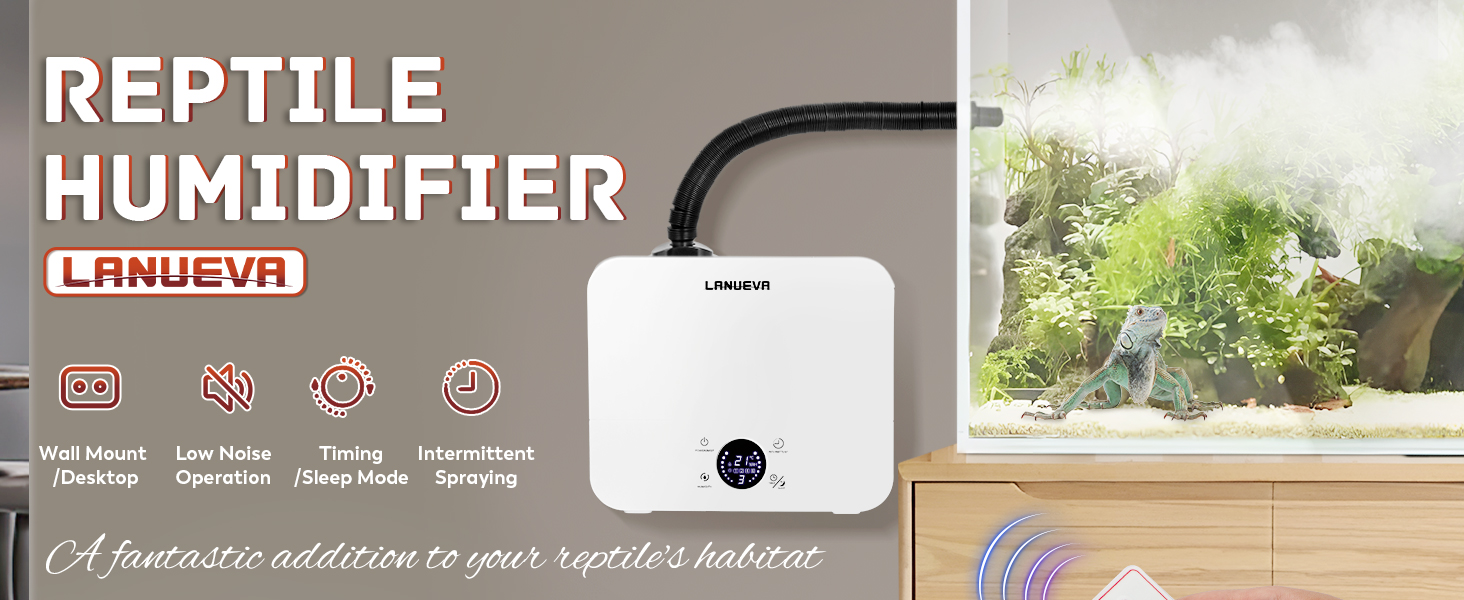 LANUEVA Reptile Humidifier, Quieter Mister Fogger for Terrarium
