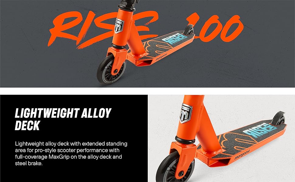 Mongoose Rise 100 Youth and Adult Freestyle Stunt Scooter, High Impact