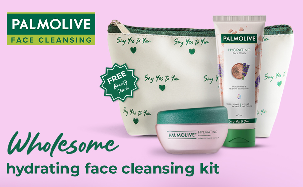 Palmolive Hydrating Face Care Combo With Beauty Pouch, Gel Facewash