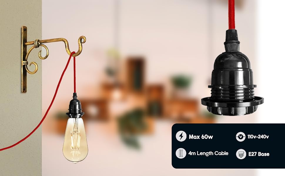 LEDSone Industrial Hanging Pendant Light with Plugin, E27 Suspended