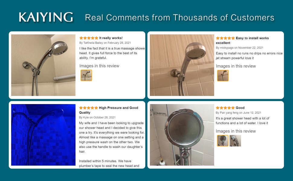 KAIYING Chrome High Pressure Handheld Shower Head with ON/Off Pause