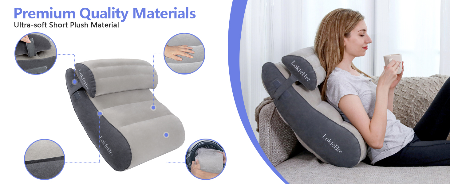 LOKFEHRE Inflatable Bed Wedge Pillow Set for Travel,Neck