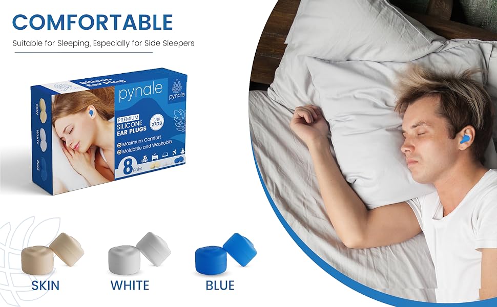 New Premium PYNALE Silicone Ear Plugs for Sleep 6 Pairs + 2 Free + 2