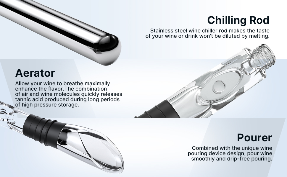 Wine Chiller, 3in1 Stainless Steel Wine Chiller Rapid