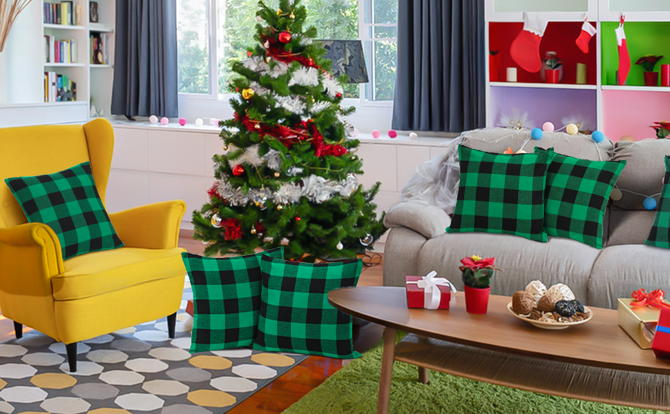 Cootato Christmas Pillow Covers Set of 2 Buffalo Green