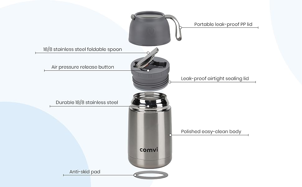 Comvi Food Flasks for hot food 630 & 430ML Keep food hot containers
