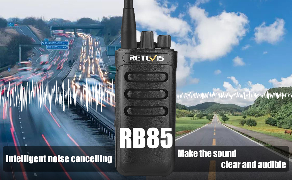 Retevis RB85 2 Way Radios Walkie Talkies Long Range, Noise Cancelling High Power Two Way Radios,16CH 2000mAh Rechargeable Walkie Talkies for Commercial Use School Security (6 Pack) 10 intelligent noise cancelling of RB85 2 way radios making the sound clear