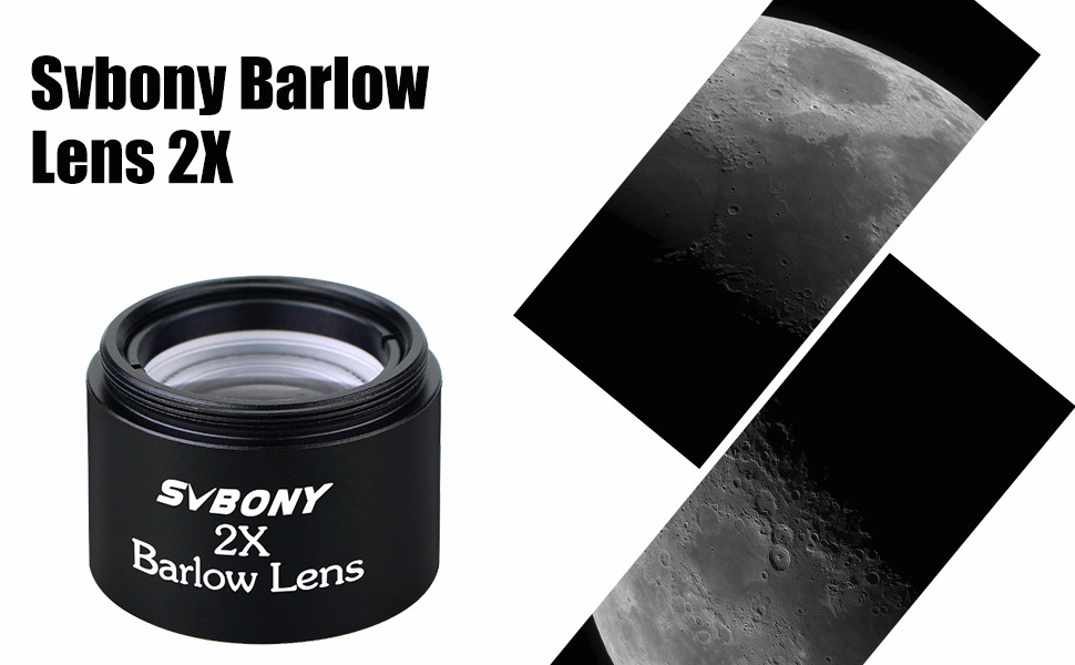 Svbony Barlow Lens 2X with M28.6X0.6 Thread, 1.25 inches Metal Bralow
