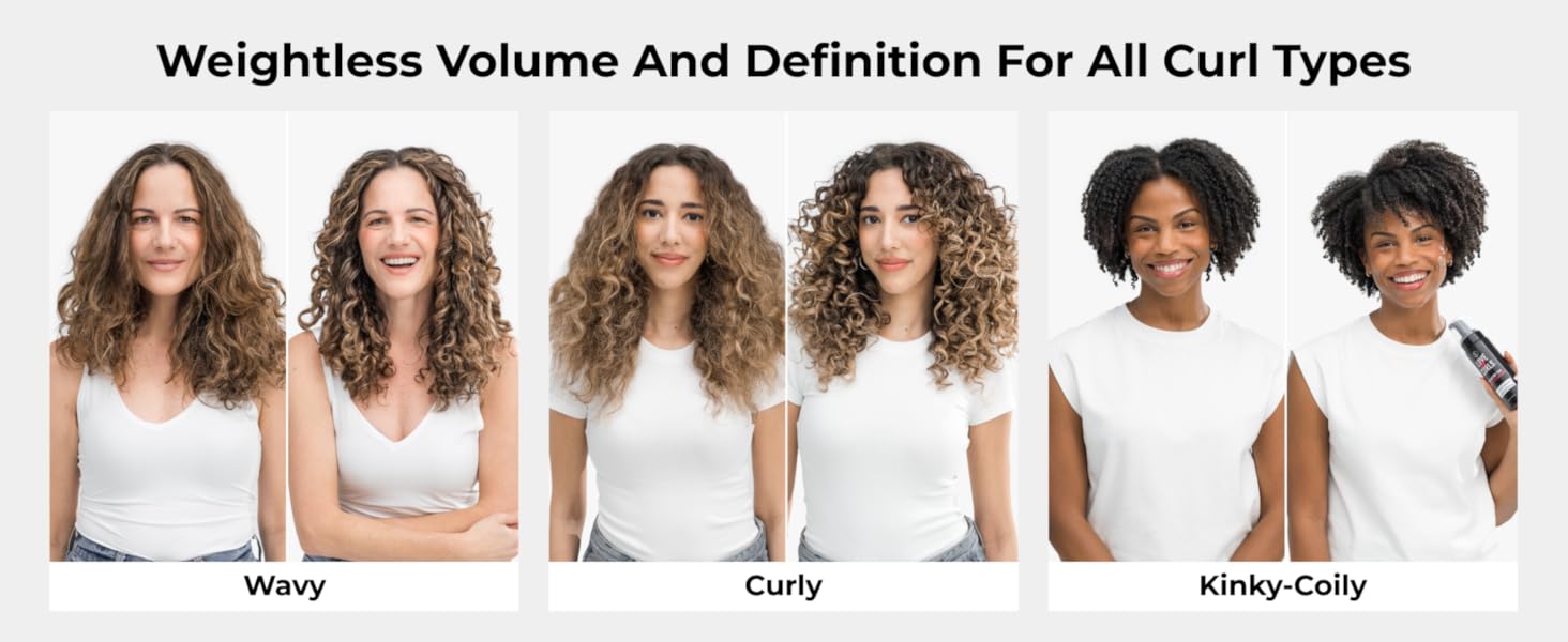 Weightless volume and definition for all curl types.
