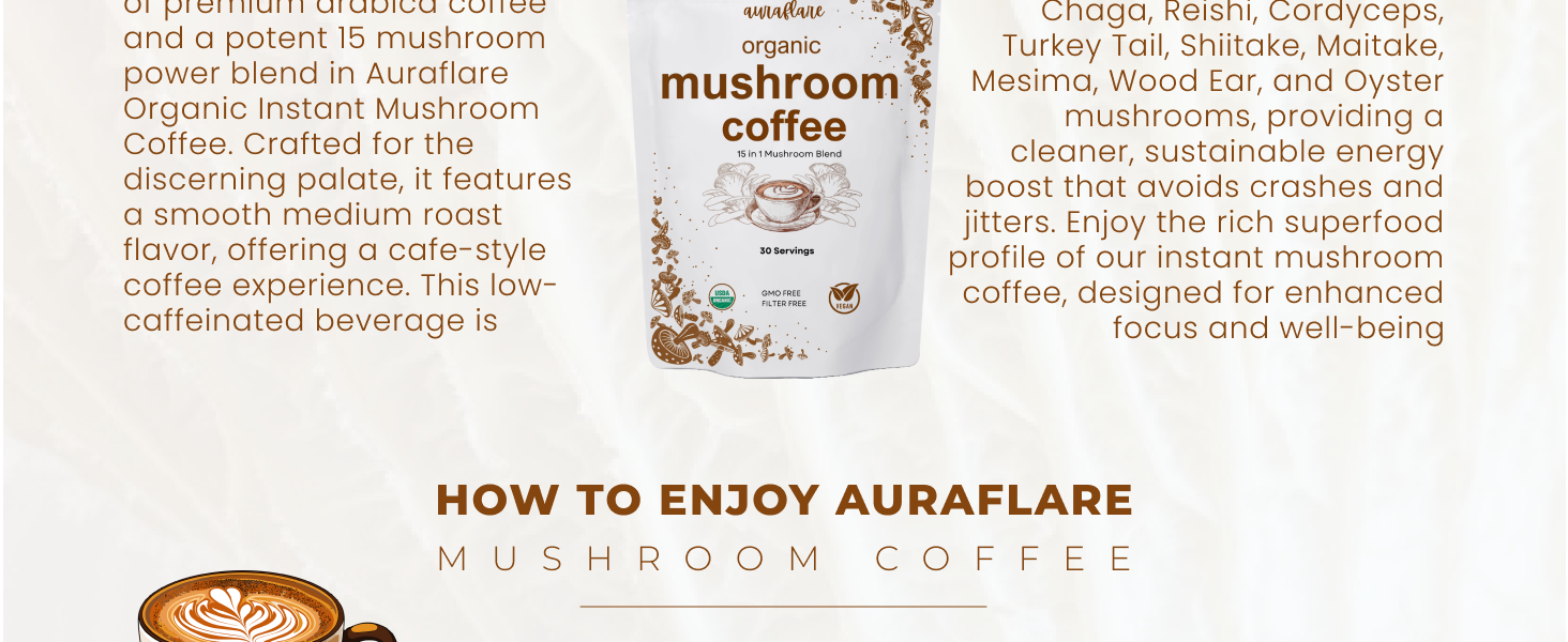mushroom coffee for digestion, mushroom coffee immunity, lions mane coffee benefits, reishi coffee