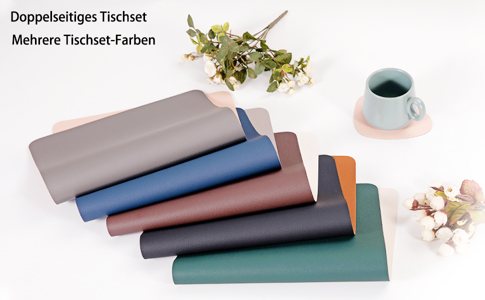 Myir JUN Leather Table Mats and Coasters, DualSided Leather Placemats