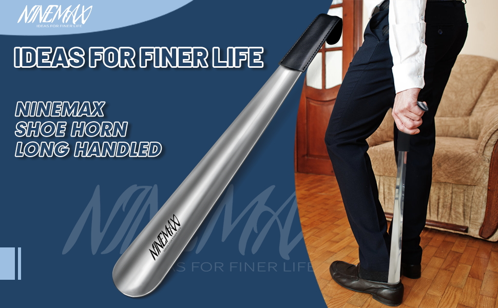 NINEMAX Metal Shoe Horn Long Handled Shoehorn 42cm Extra Long Shoe