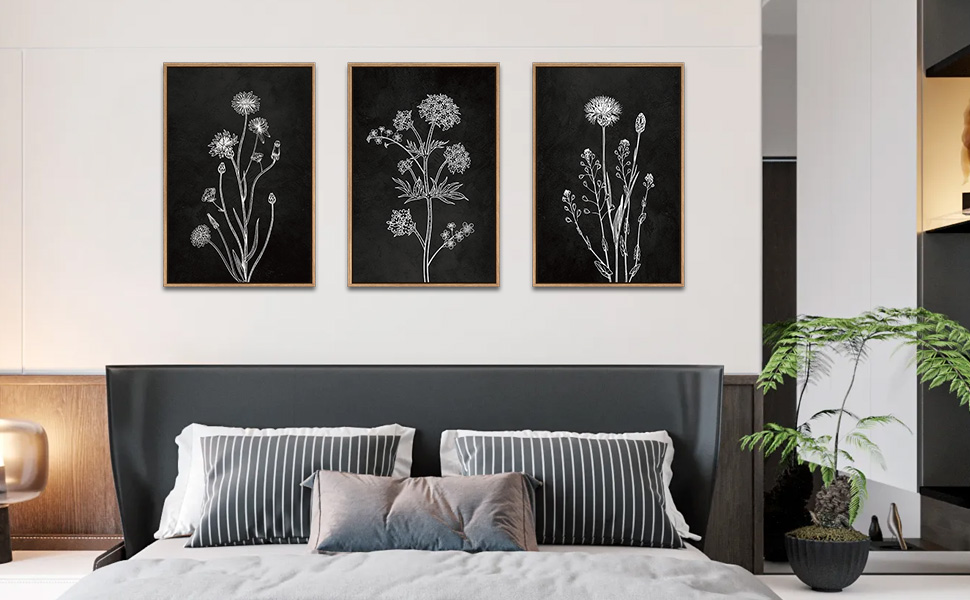 Floral Framed Canvas Wall Art Set