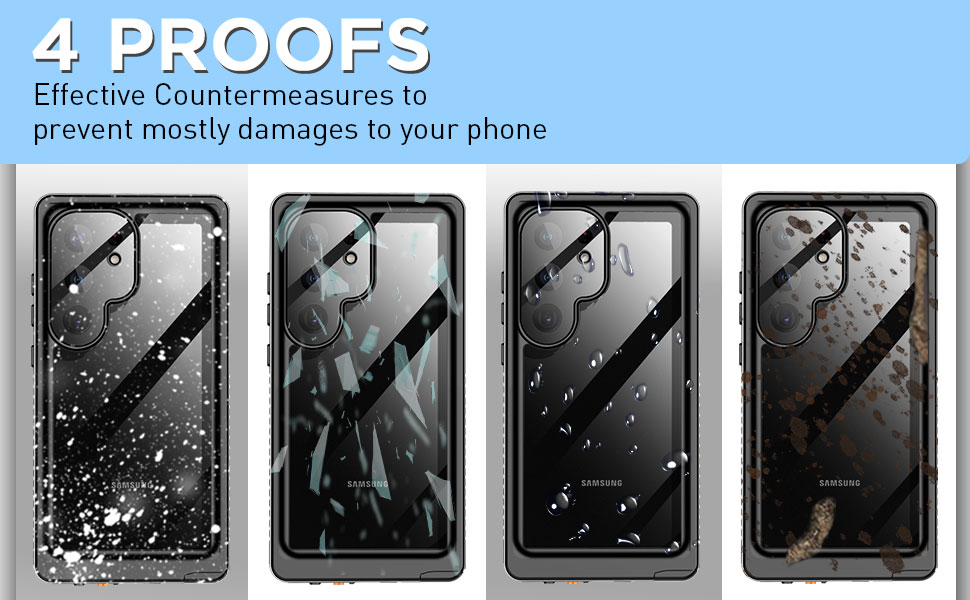 AICase Schutzhülle für Samsung Galaxy S24 Ultra,Wasserdicht,transparent,integrierter
