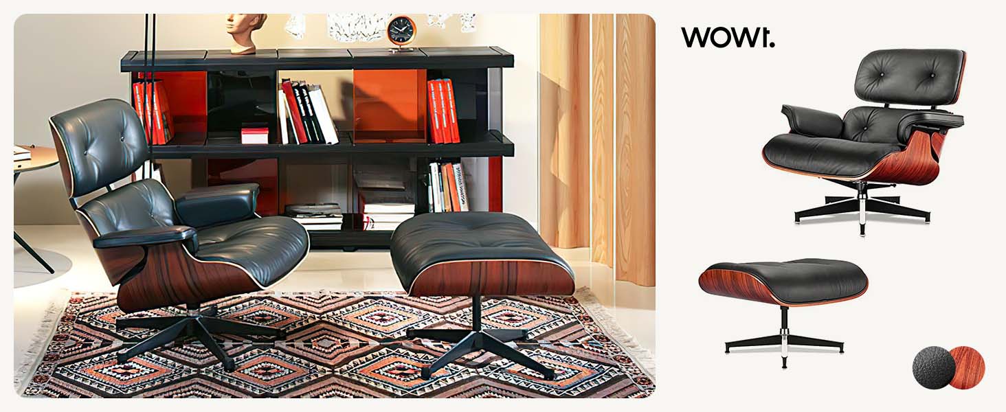 leather lounge chair and ottoman